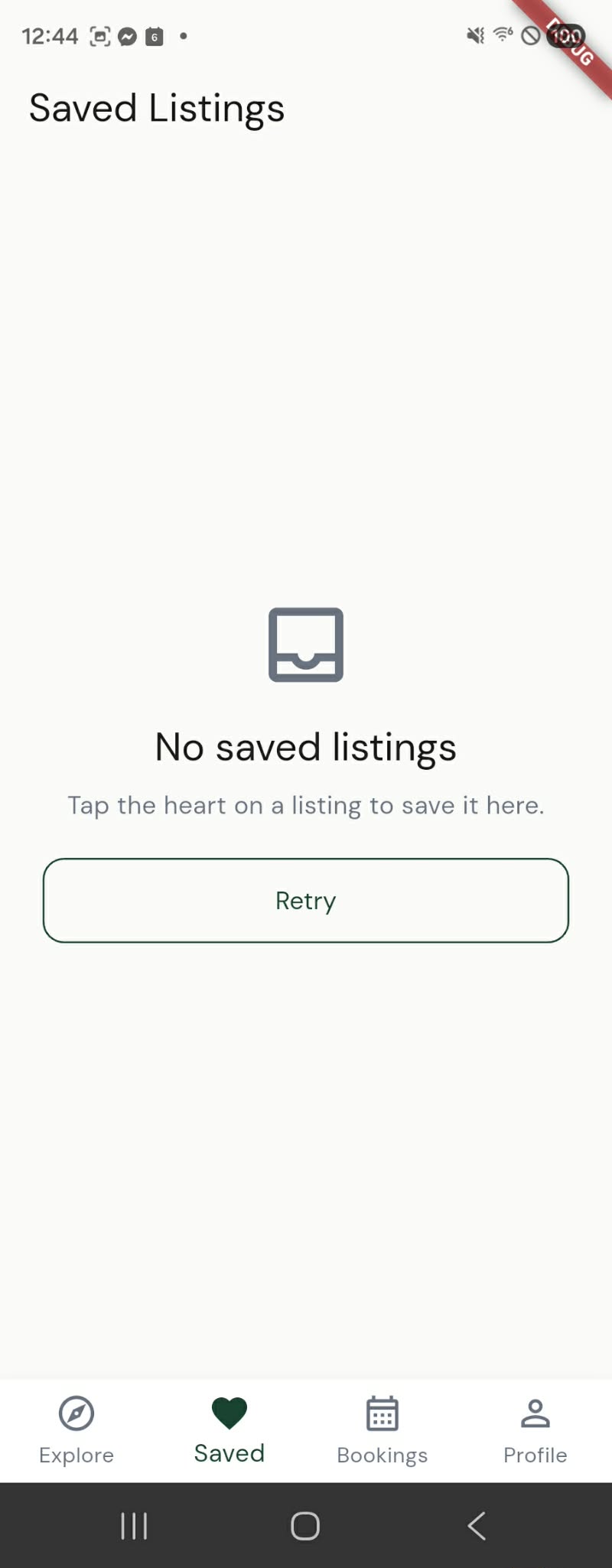 AccessTheWild mobile saved listings screen.